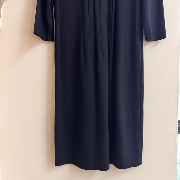 Talbots Black Long Sleeve Pleated Front Midi Shift Womens Size 12 - Picture 4 of 13